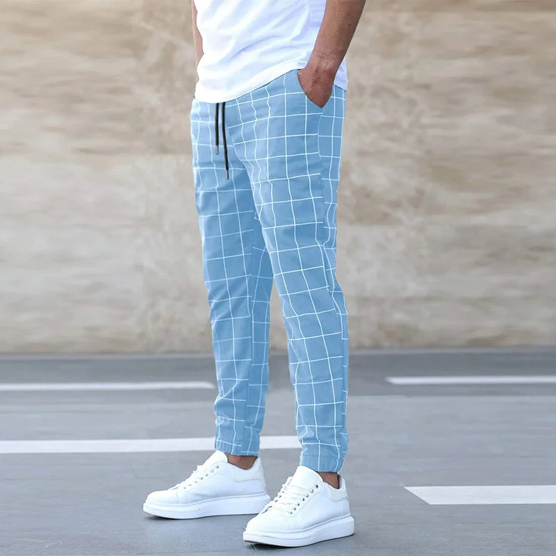 

2023 Spring And Summer Slim Plaid Long Breathable Comfortable Summer Shopping Fashion Everyday Men's Check Casual Pants