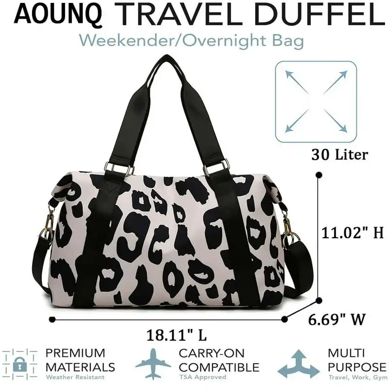 Gorgeous, Luxurious Women's Stylish Overlapping Weekend Carry-on Sports Gym/Travel Duffel Bag/Weekender Overnight Tote Bag (Blac