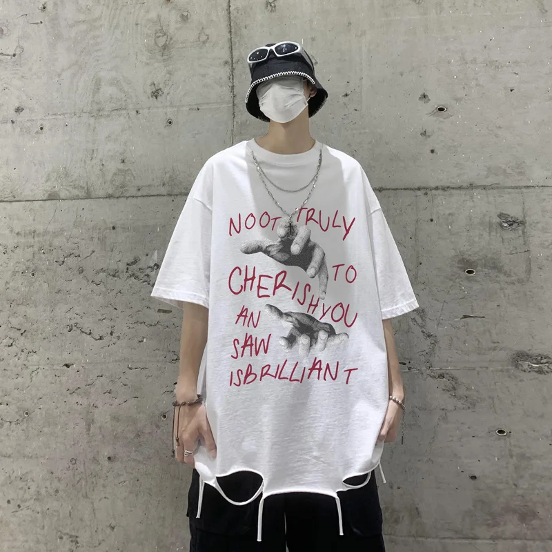 

Футболка в стиле оверсайз с надписью, модная свободная футболка с короткими рукавами в стиле унисекс