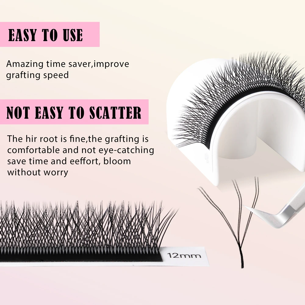 Черные накладные ресницы премиум-класса W-6D W-образной формы для ручного