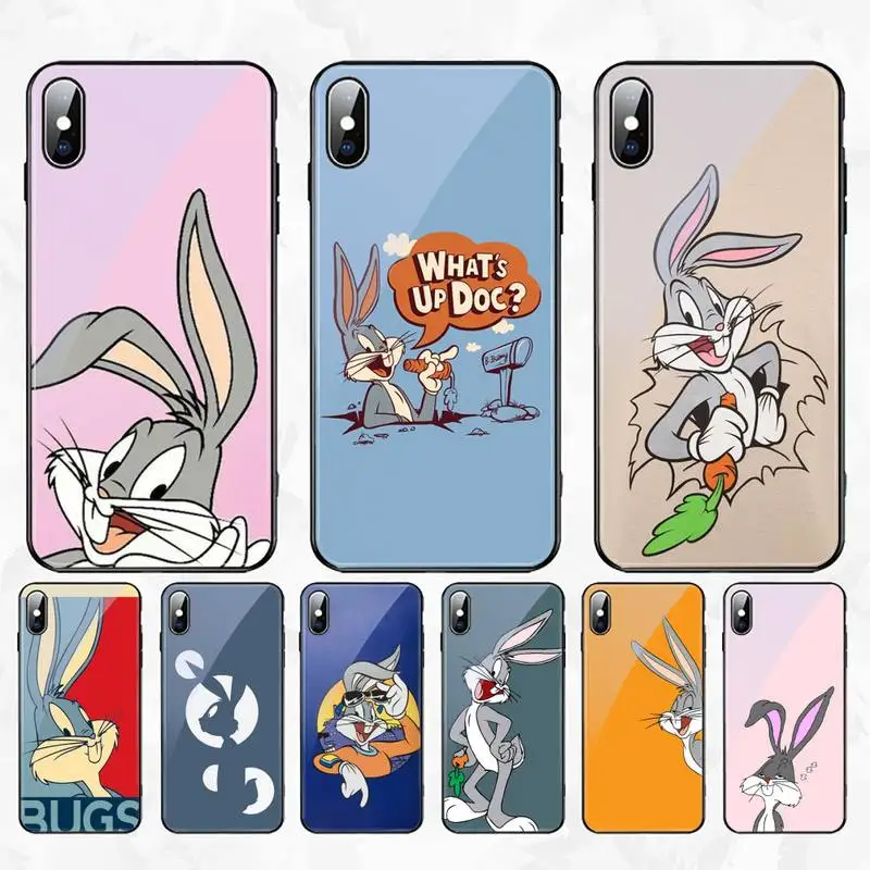 

Cartoon Bugs Bunny Phone Case For Iphone 11 12 13 14 Pro Max 7 8 Plus X Xr Xs Max Mini Tempered Glass Cove