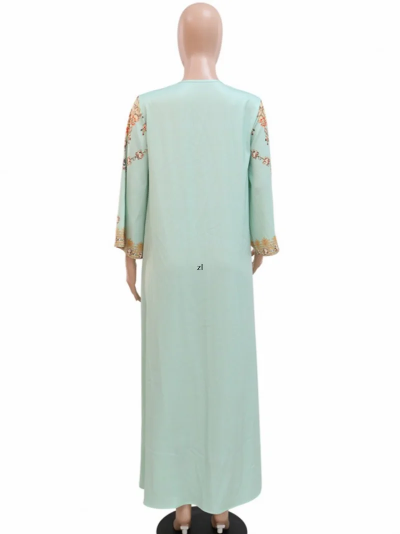 African Muslim Fashion Women Islamic Dress Hijab Arabic Pleated Abaya Dubai Balloon Sleeve With Ribbon Eid Mubarak Turkish Dress
