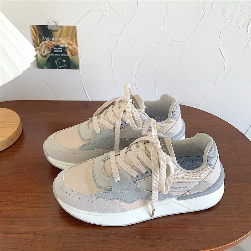 

HOUZHOU Women's Sneakers 2022 New Spring Autumn Platform Casual Canvas Sports Dad Shoes Flat Vulcanize Basket Running Tennis