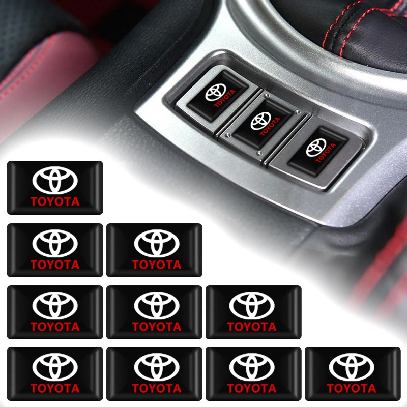

10pcs Car Window Switch Sticker For Toyota Corolla Yaris Chr Auris RAV4 Land Cruiser Camry 2006 Highlander Prado Vitz Tundra