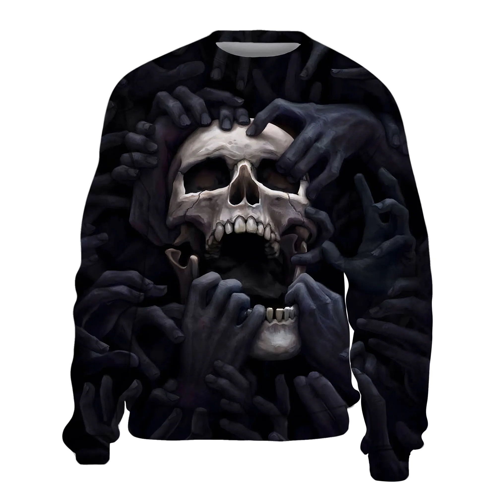 

2022 new hot unisex fleece cotton sweatshirt 3d-printed flame skull hoodie coat Men's casual hoodie Manufacturer promotion