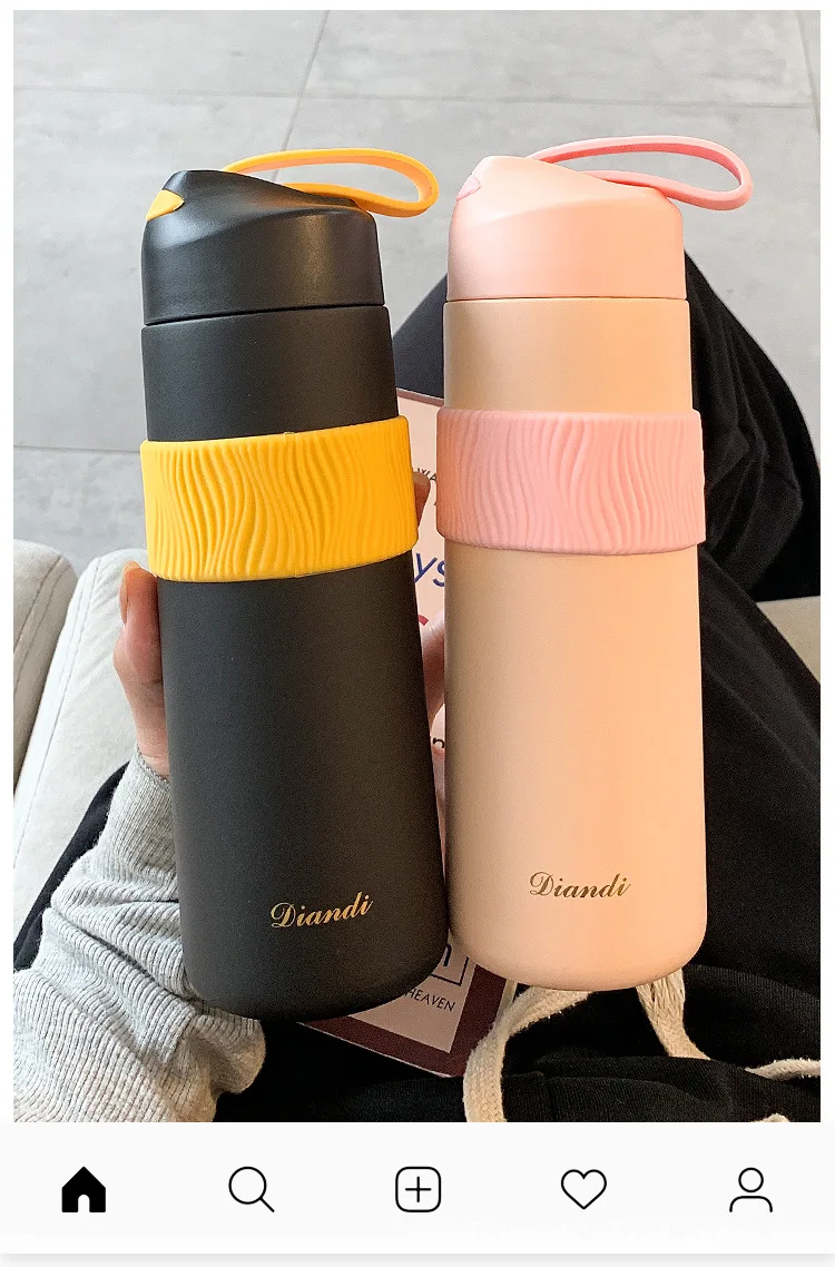 

High Grade Insulated Cup High Appearance, Simple Office Water Cup With Tea Partition, Portable Stainless Steel Student Cup