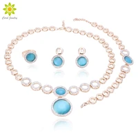 wedding dress jewelry set for glamour women crystal jewelry necklace earrings bracelet ring set gold color girl gift