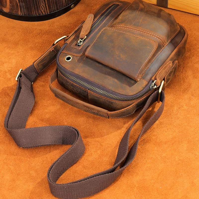 SCHLATUM Genuine Leather Vintage Men Bags  Shoulder Bag For Mens Business Messenger Crossbody Bag Male Fashion Casual Handbag