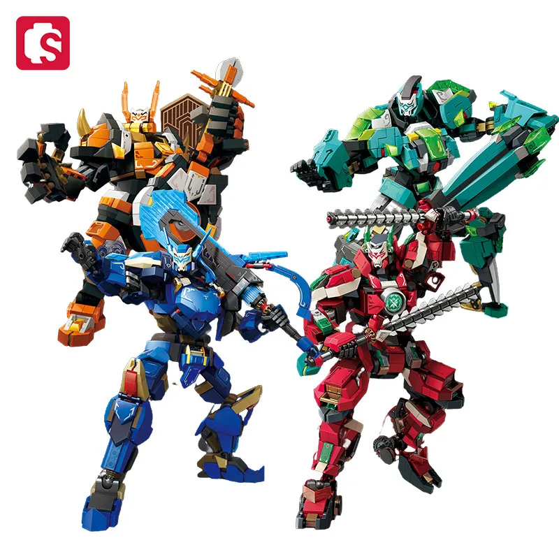 SEMBO Mecha в китайском стиле сборные строительные блоки крутая модель робота кирпичи