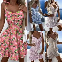 tiktok womens clothing 2022 summer casual printed a line skirt sexy princess dress fairy beach resort mini skirt free shipping