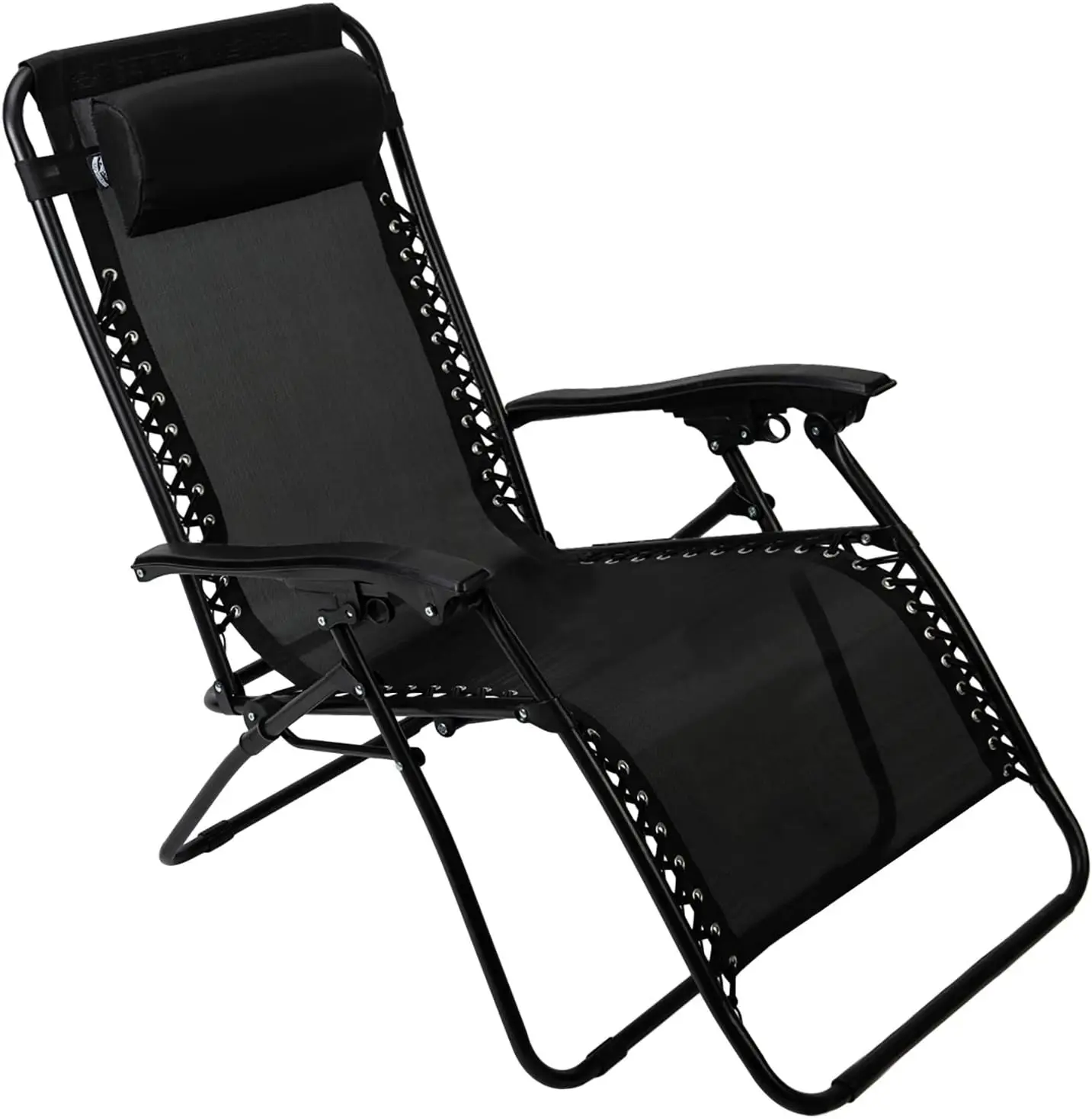 

Pass Folding Zero Gravity Reclining Chair w/ Built-In Headrest - Durable Construction - Black