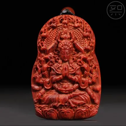 

Изысканная Маленькая подвеска Guanyin из розового дерева с листьями