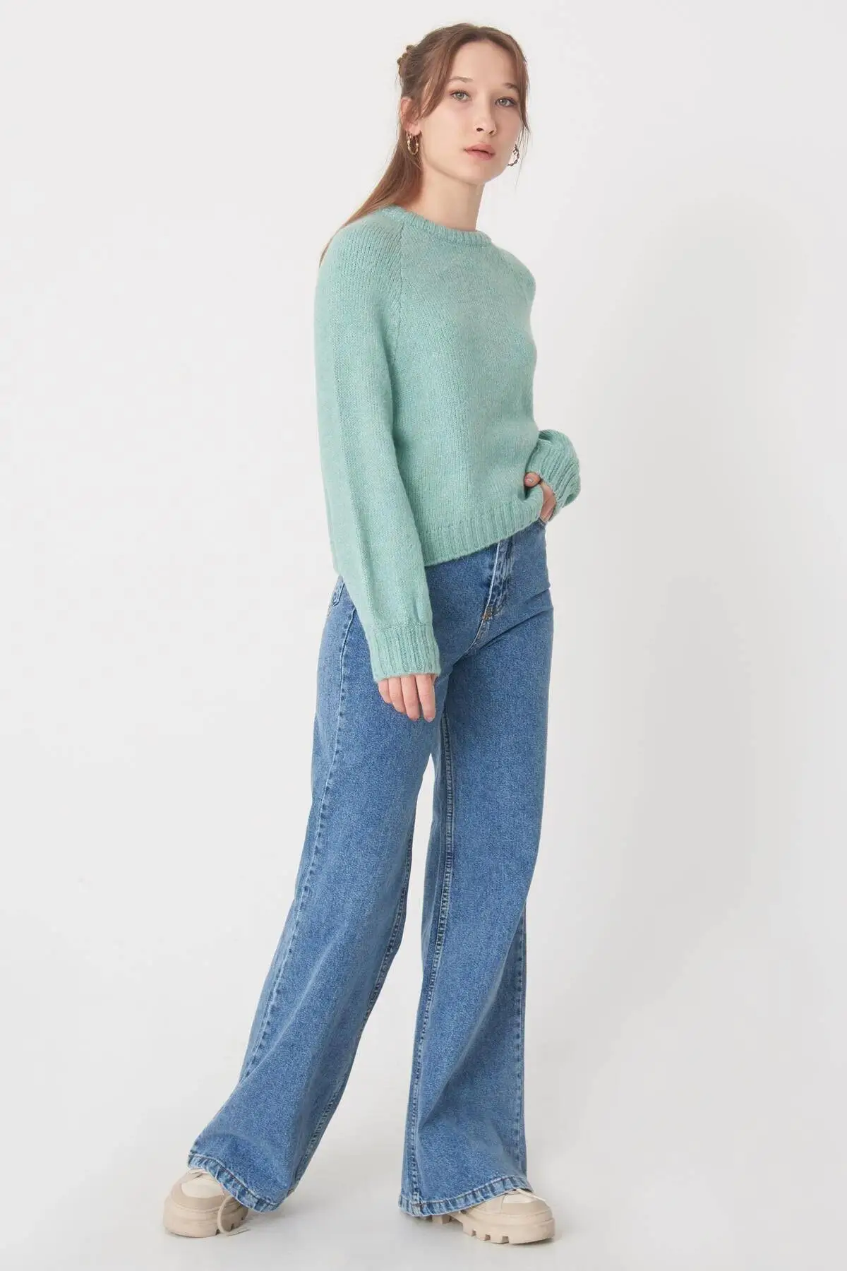 

Women Mint Neck Sweater Comfortable Use Sport Stylish