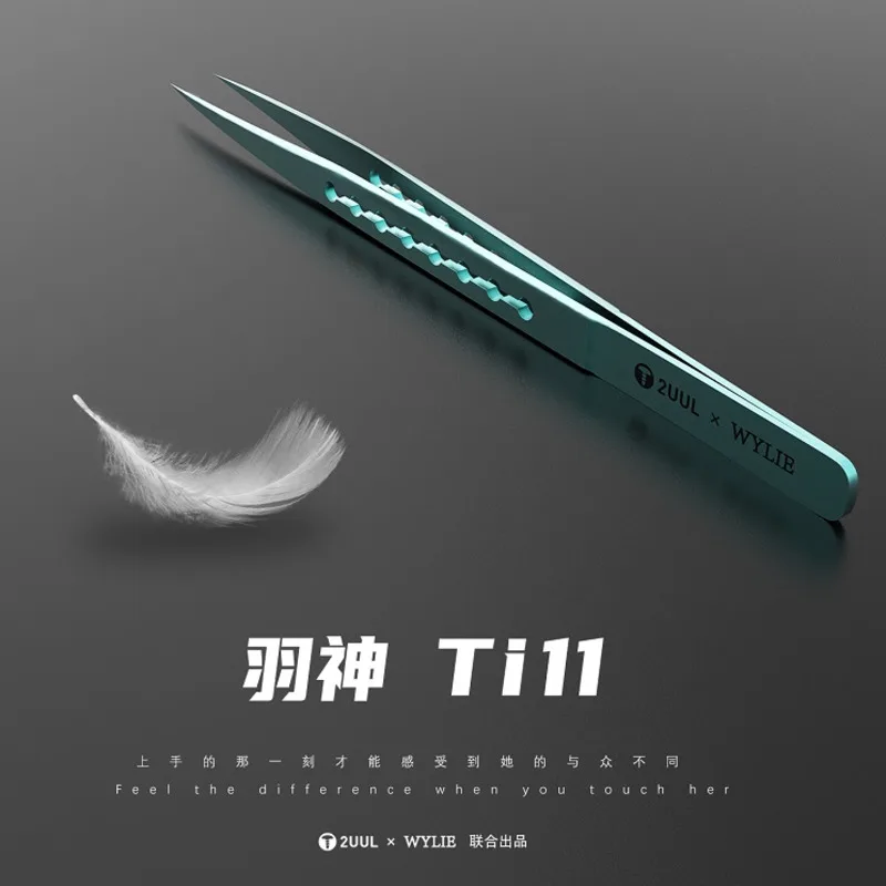 

2UUL WYLIE Ti11 Tweezer Titanium Alloy Tweezers Precise Wire Jump PCB Chip Motherboard Repair for iPhone 12/12pro/12promax