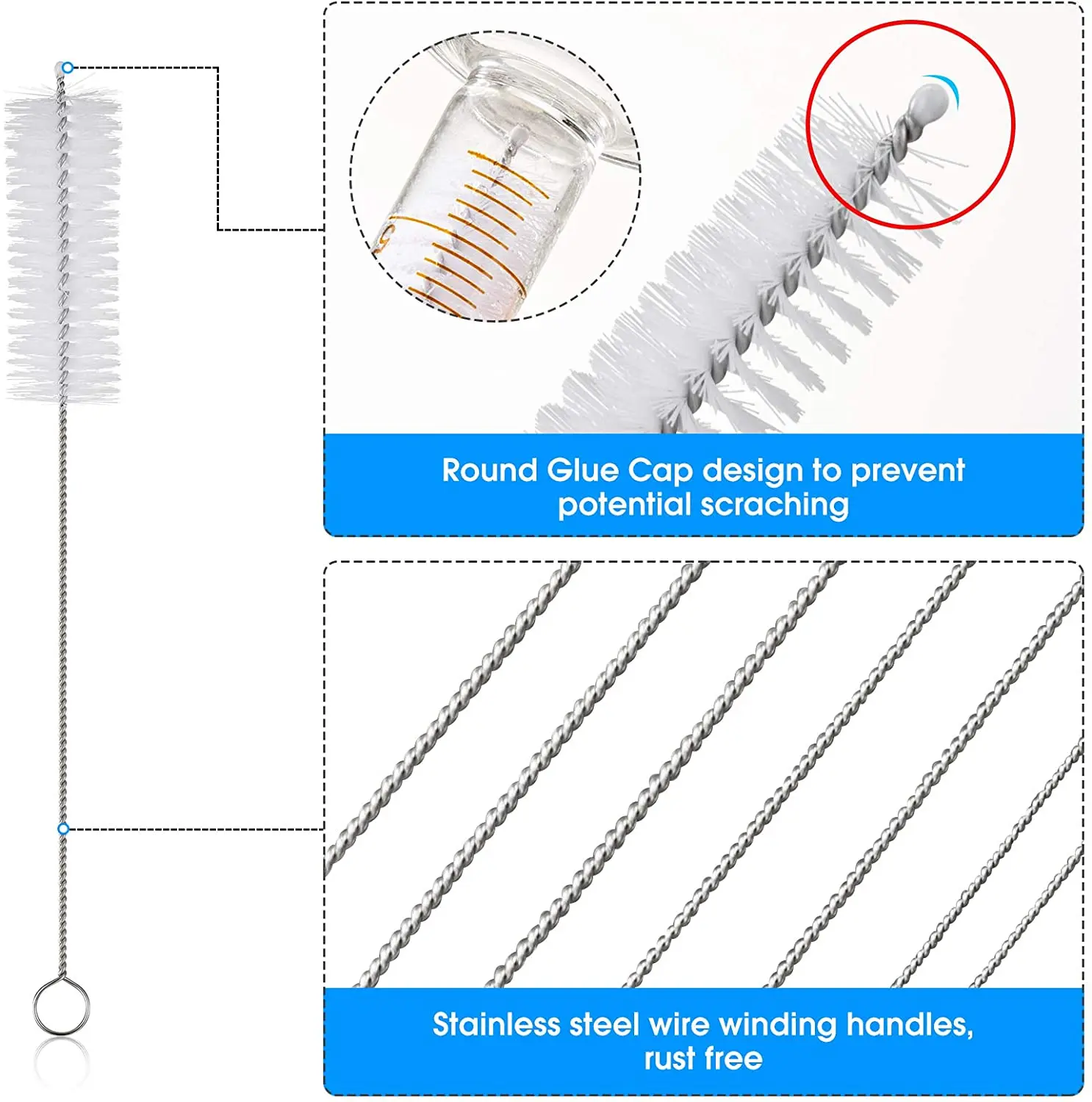 10pcs Pipe Tube Brush Cleaning Brushes Nylon Bristle Drinking Straws Cleaner for Washing Kettle Spout Teapot Nozzle |