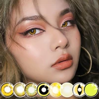 uyaai 2pcspair yellow lenses for eyes cosplay anime accessories pupils beauty contact lenses makeup natural eye color lens