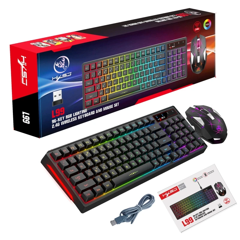 Wireless Gamer Keyboard and Mouse PC Gaming Keyboard RGB Backlit Keyboard Keycaps Keyboard Mouse Gamer Gaming Mouse