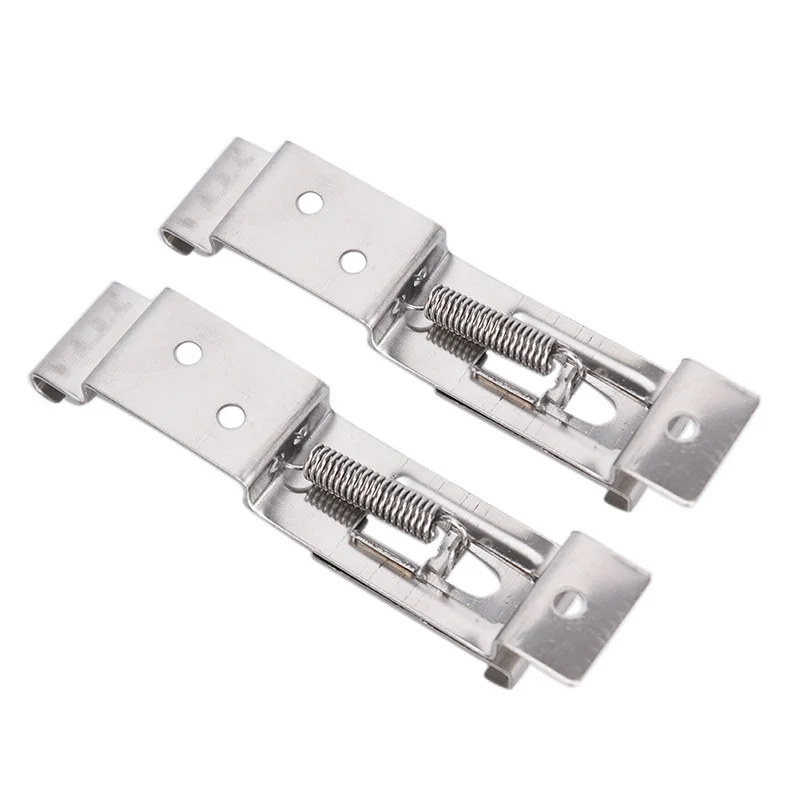 

2 Pcs Rectangular Car License Plate Spring Loaded Stainless Steel Bracket Car Frame Holder Clamps Trailer License Plate Clips