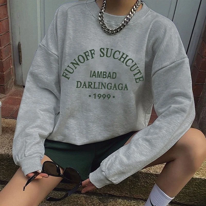 

Винтажный серый американский модный Свободный свитшот с круглым вырезом и надписью, женские толстовки, Мужская Готическая Толстовка с длин...