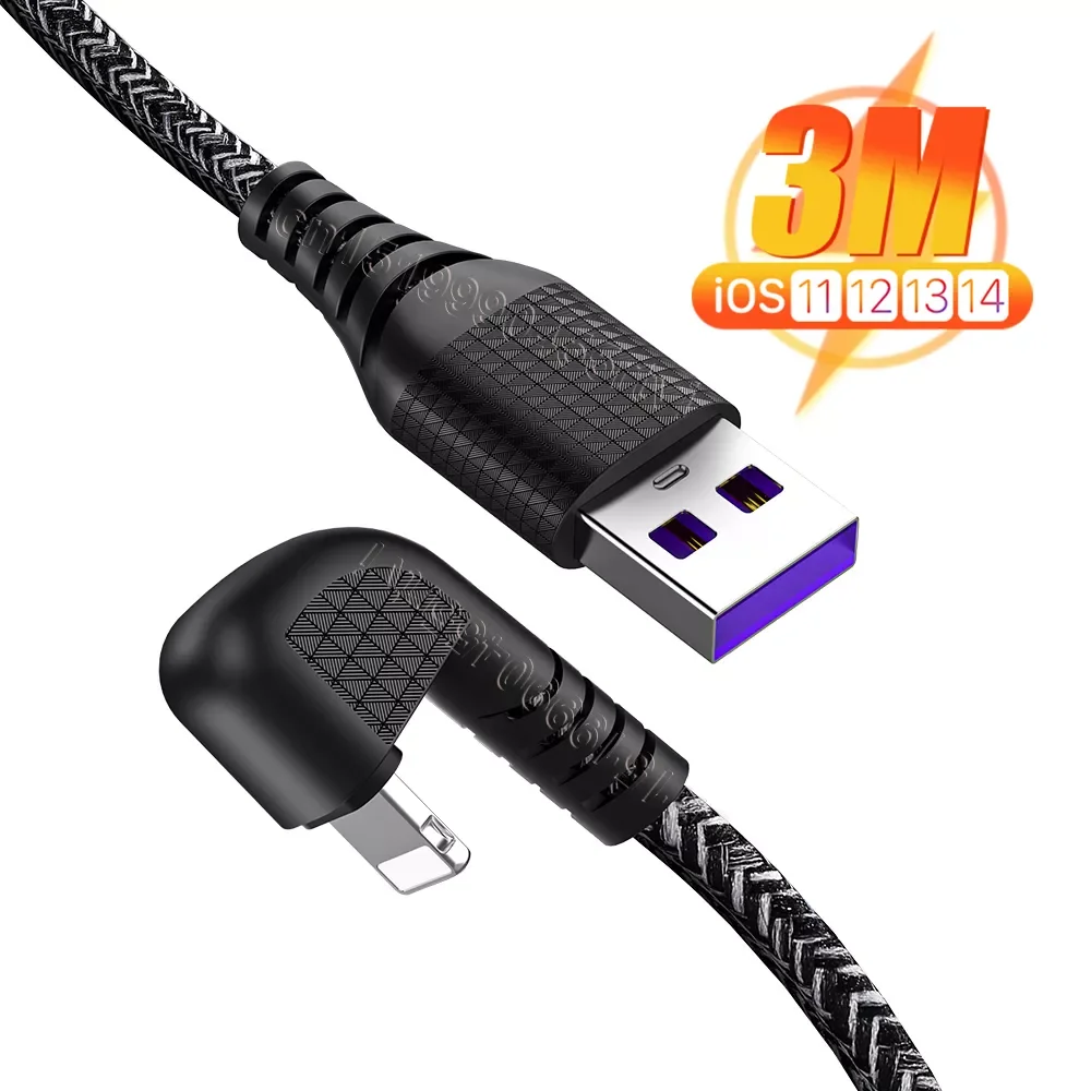 

Degree USB Charger Cable For iPhone 13 12 11 Pro Max XS XR X 8 7 6 iPad 2A Fast Charging Phone Data Cable Wire Cord 1/2/3M