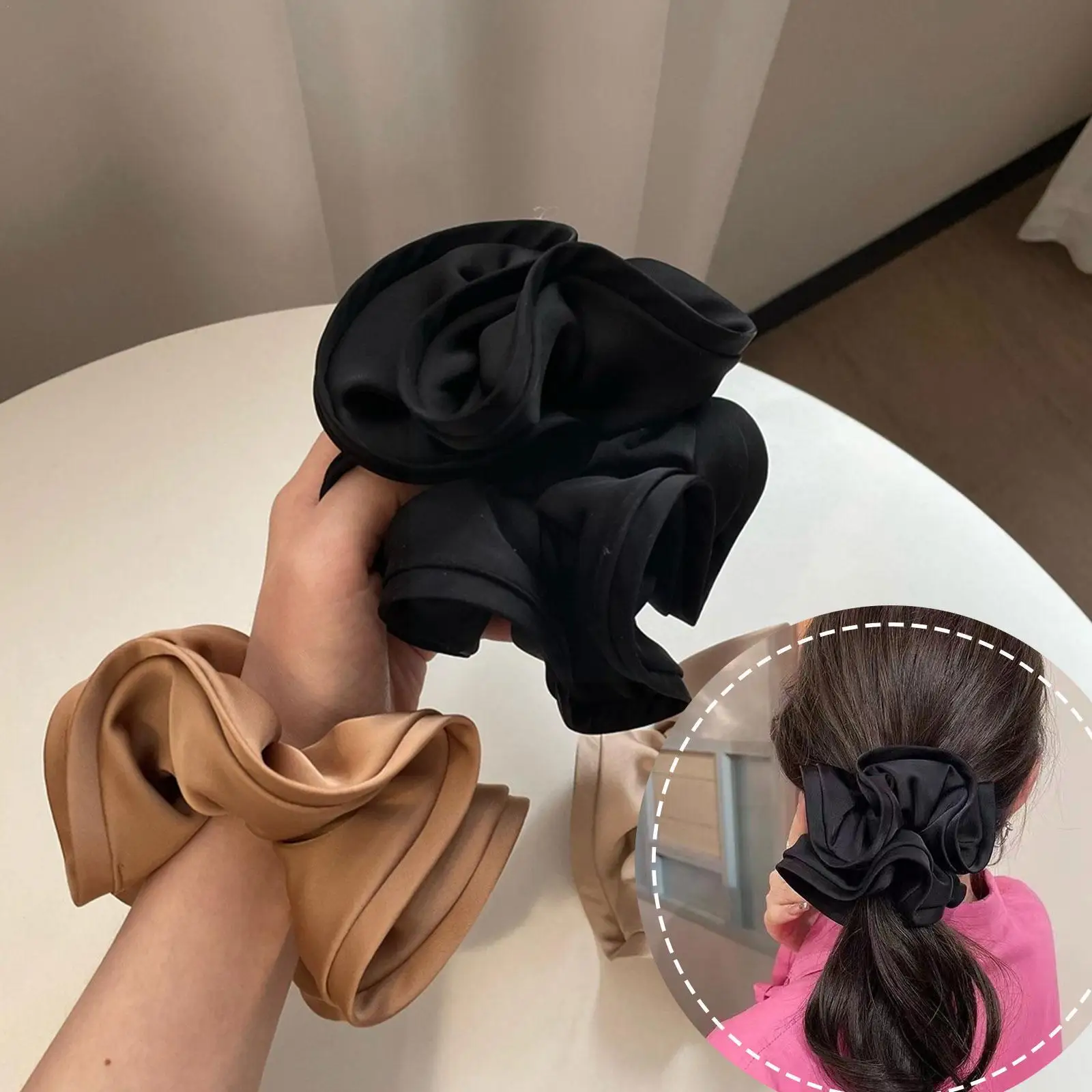 

Корейские шелковые резинки большого размера для женщин, эластичные резинки для волос, держатель для конского хвоста, резинка, Элегантная атласная резинка для волос A8Z7