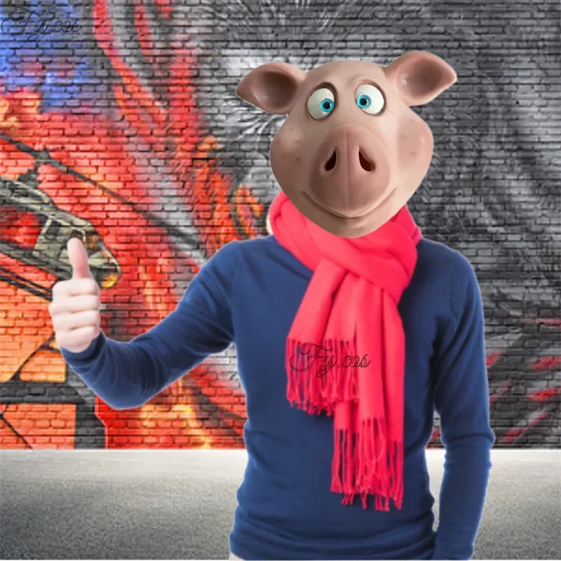 Маска счастливой свиньи для косплея забавное животное латексное украшение