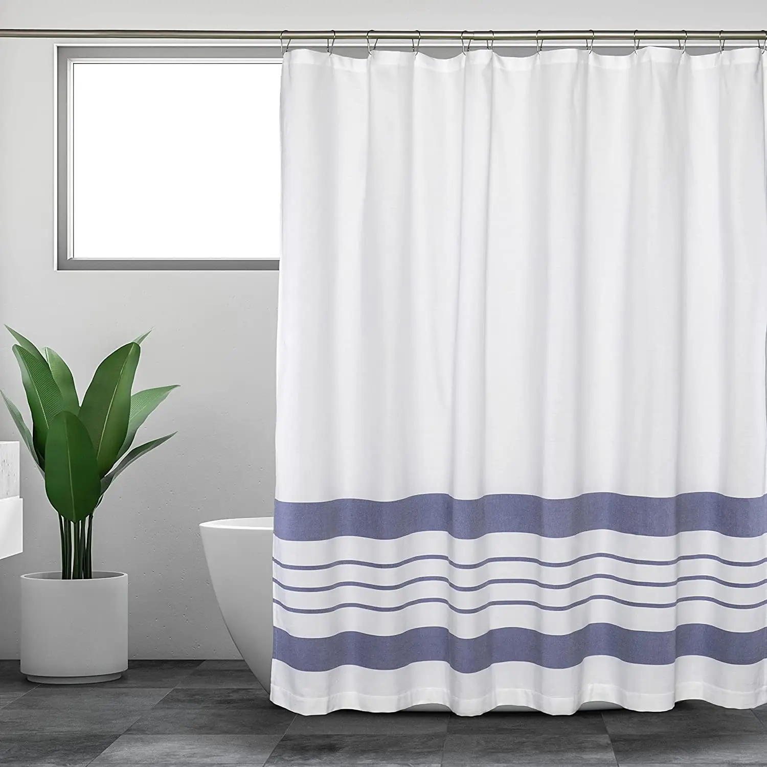 

Синие полосатые занавески для душа, современные минималистичные белые занавески для ванной с геометрическими линиями, занавески для ванной из полиэстера, декор для ванной комнаты с крючками