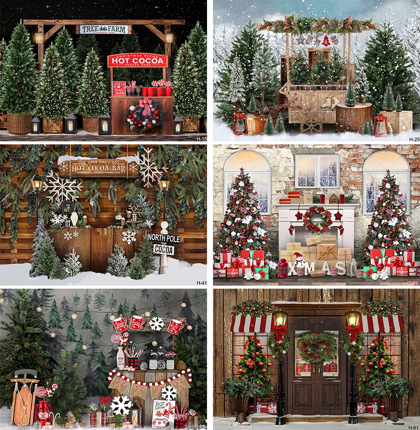 

Merry Christmas Decor Photography Background Santa Claus Baby Portrait Photo Booth Backdrop Gifts Photographic Studio Photocall