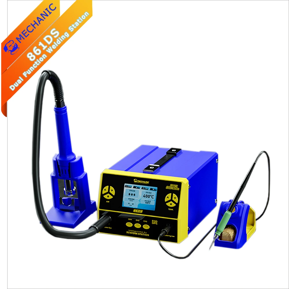 

MECHANIC 861DS 2in1 Dual Welding Station 1000W Induction Dormant Wind Gun Electric Soldering Iron Rework Repair Station Tool