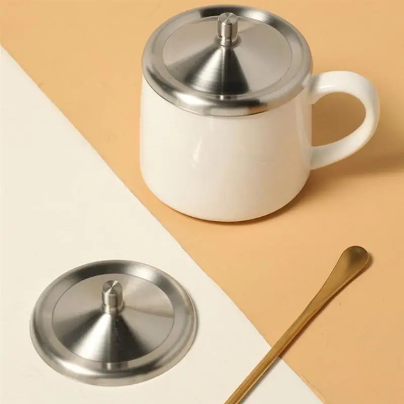 

2pcs 8/8.5/12.3cm Stainless Steel Cup Lids Leakproof Mug Cover Durable Drink Cup Sealed Lids Kitchen Drinkware