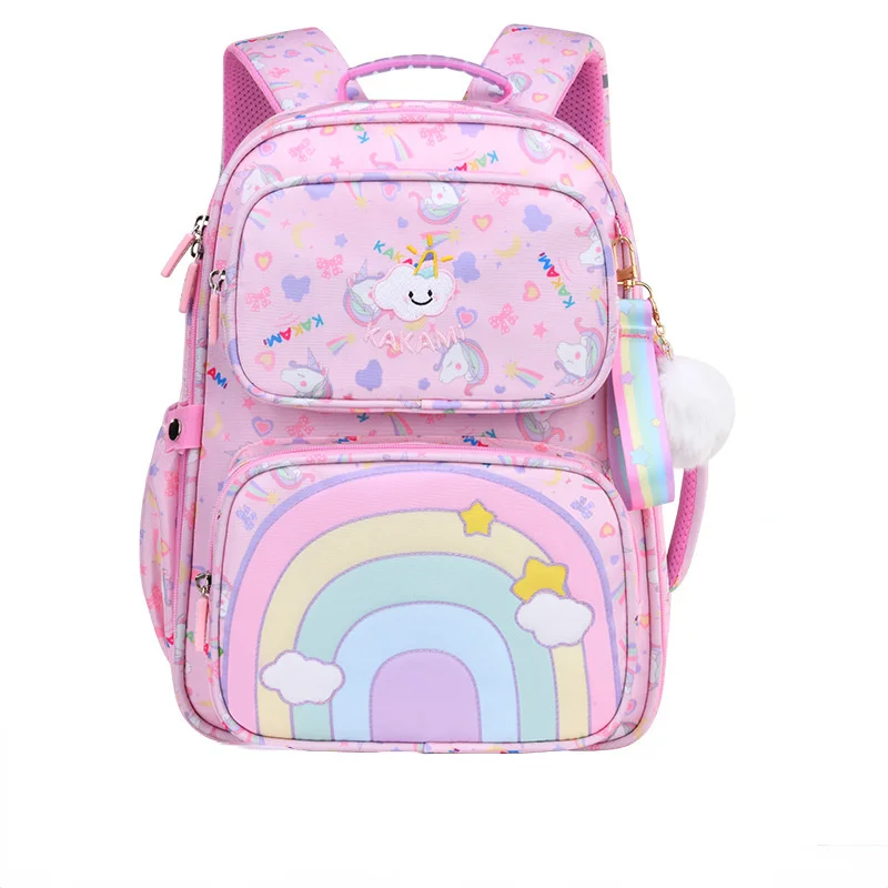 

Kawaii Cartoon Girls Boys Schoolbags Large Capacity Backpack For Primary Cute Waterproof Students Children's Rainbow School Bags