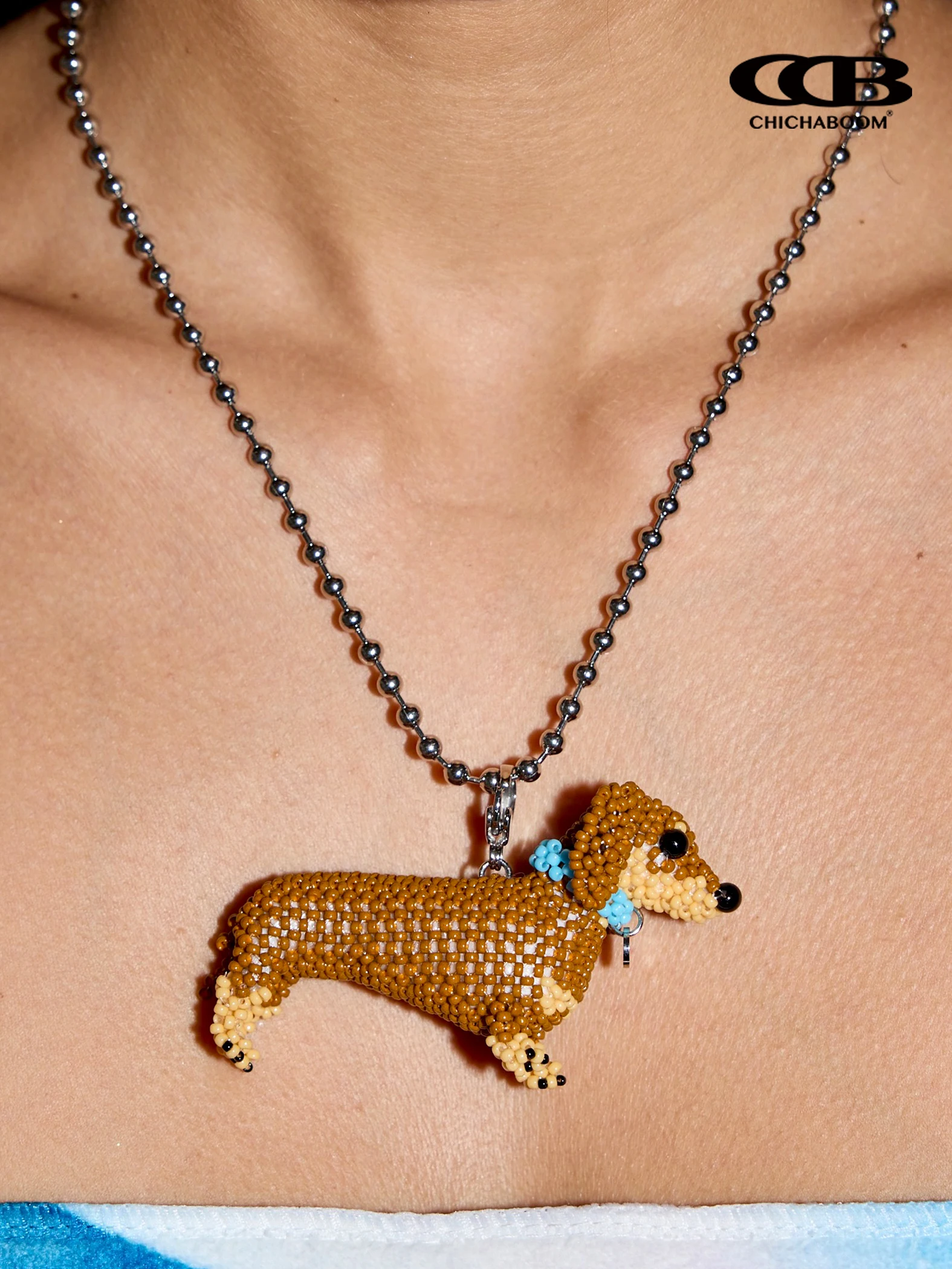 Круглое ожерелье из бисера Chichabom ручной работы с круглой бусиной для собак и