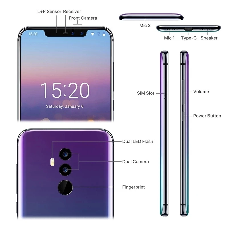 UMIDIGI Z2 глобальная версия 6 2 "FHD + полноэкранный мобильный телефон Helio P23 Octa Core 4 Гб