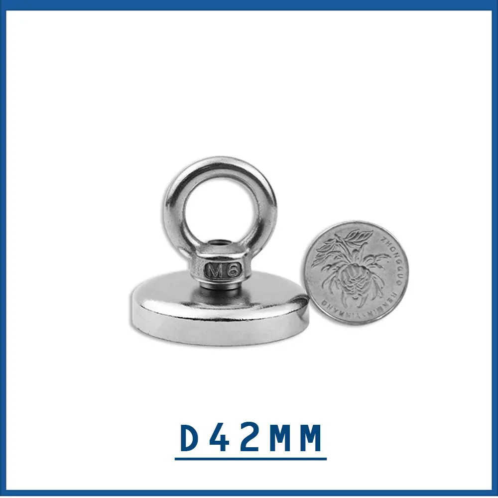 

1/2/3/5PCS D42 Strong Powerful Neodymium Magnet Hook Salvage Magnet Sea Fishing Equipments Holder Pulling Mounting Pot With Ring