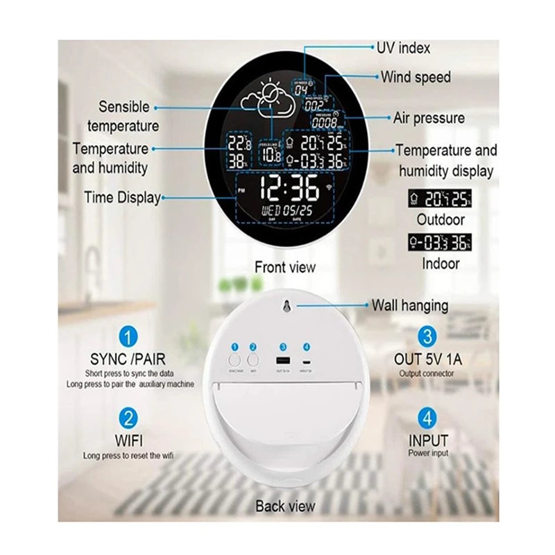 Смарт-часы Tuya Беспроводные с Wi-Fi термометром и гигрометром