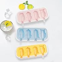 3pcs 4cavities silicone fruit popsicles molds cute cartoon animal icepop molds for kids homemade ice cream icecube for summer