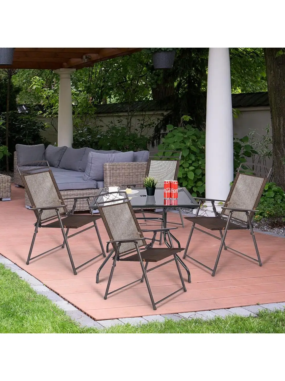 

Набор из 4 складных стульев для внутреннего дворика, стальной текстилен, для кемпинга, садовый бассейн