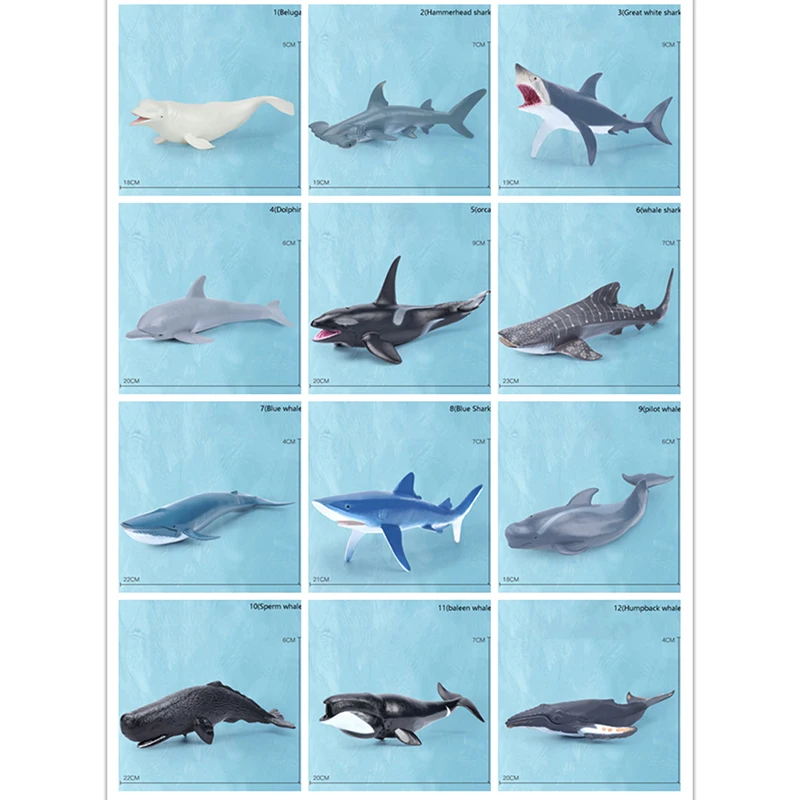 

Simulation Marine Sea Life Figurines Action Figures Ocean Animal Model Educational Toys Shark Dolphin Hammerhead
