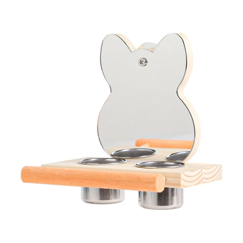 

Зеркало для птиц и чашки для кормления, деревянный окунь для украшения птичьей клетки