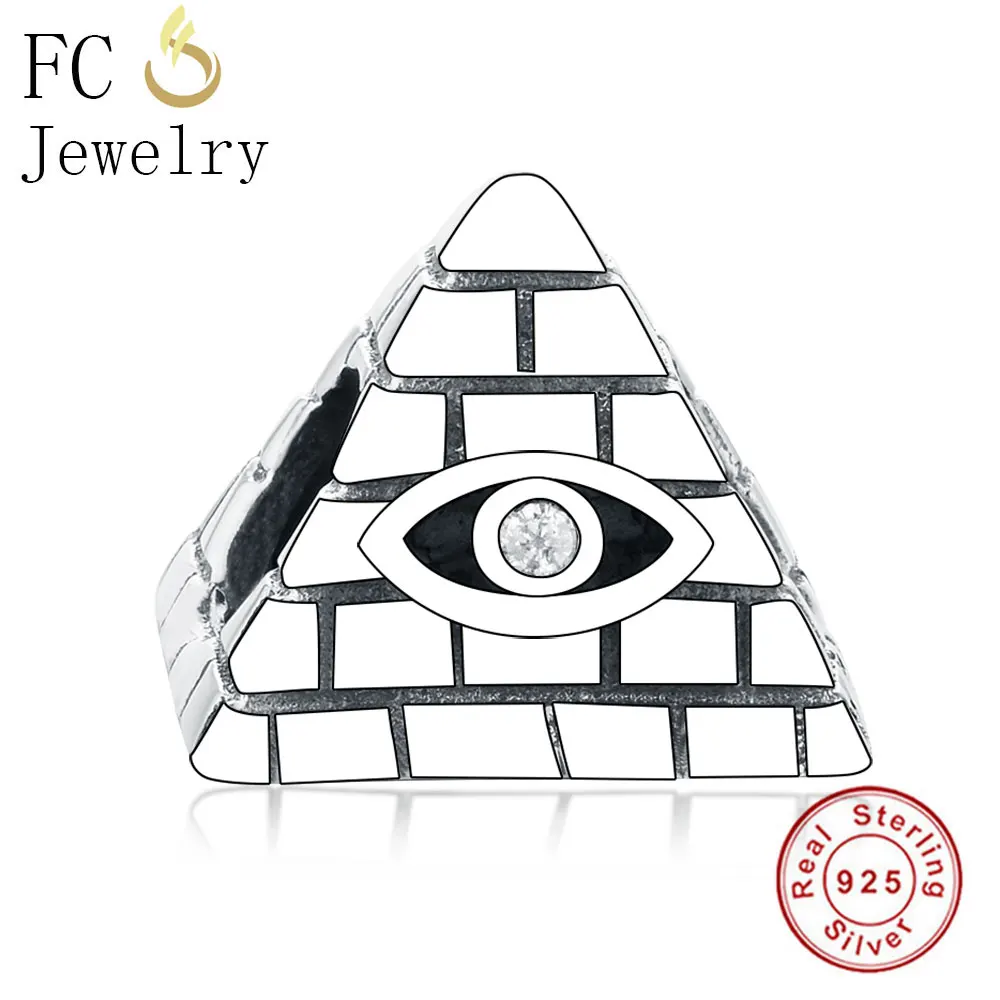 FC Jewelry Fit Original Pan Charms Bracelet 925 Sterling Silver Egypt Pyramid Evil Eye Zirconia Bead Making Berloque 2022 DIY