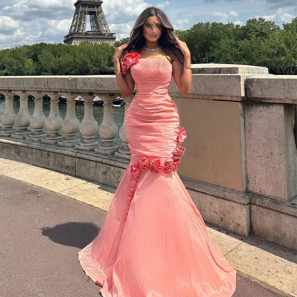 

Serendipity Evening Dress Formal Occasion Mermaid Floor-Length A-Line Strapless Appliques Pink Prom Gown For Sexy Women 2023