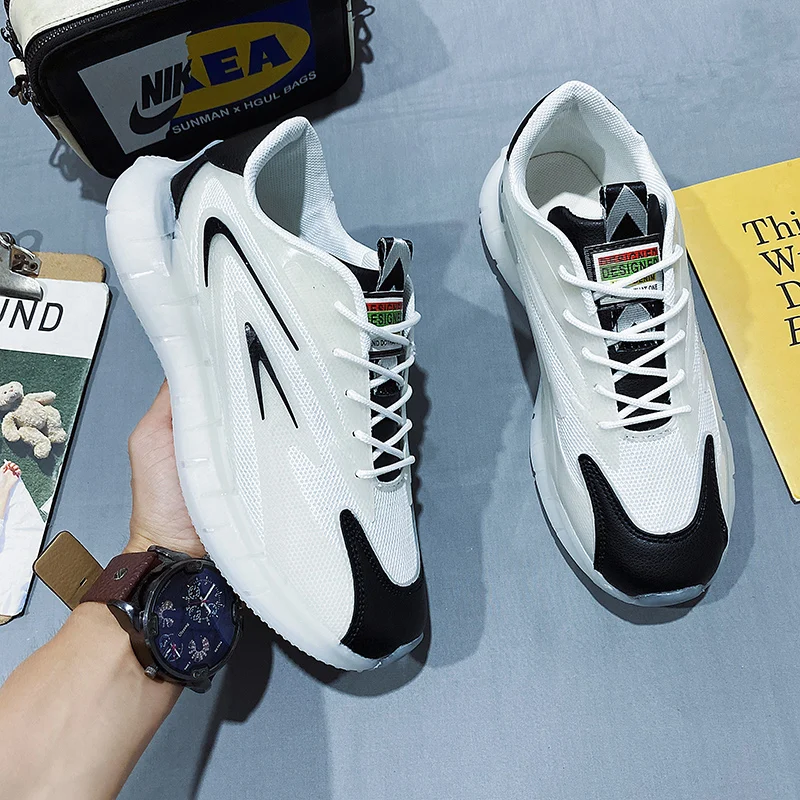 

BASHANGMU Men Shoes 2022 Summer New Breathable White Shoes Men's Outdoor Fashion Wear-resistant Old Shoes Trendy Mesh Shoes Men