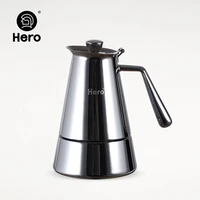hero stainless steel moka coffee pot espresso coffee shot maker kettle 4 cups for home office coffee accessories
