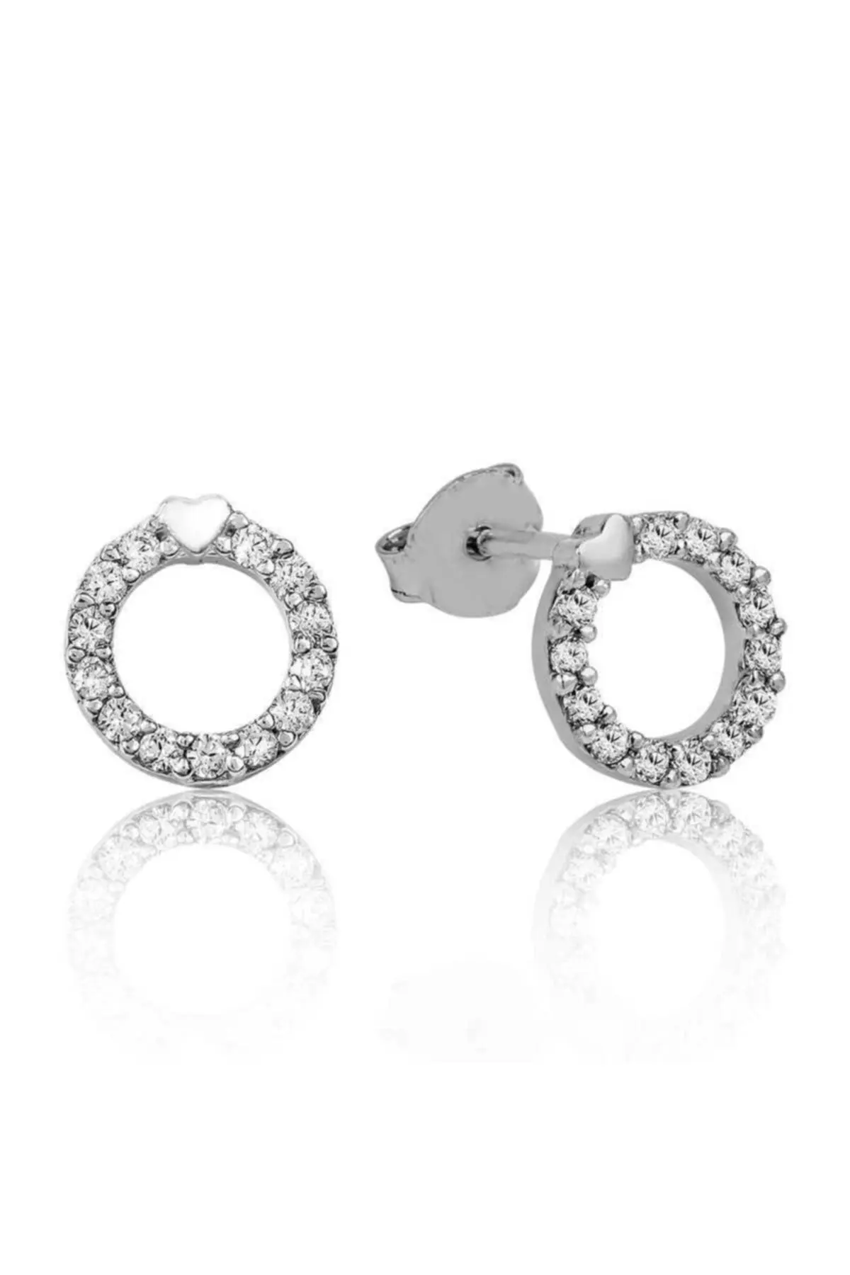 

Women Sterling Silver Heart Ring Studded Earrings