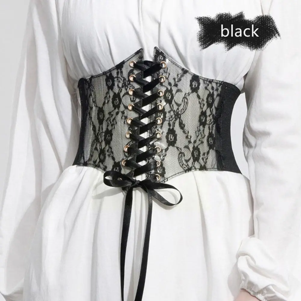 

Ремень Эластичный Женский, широкий корсет с черным кружевом для похудения, регулируемый пояс для платья, Gi R5Q0
