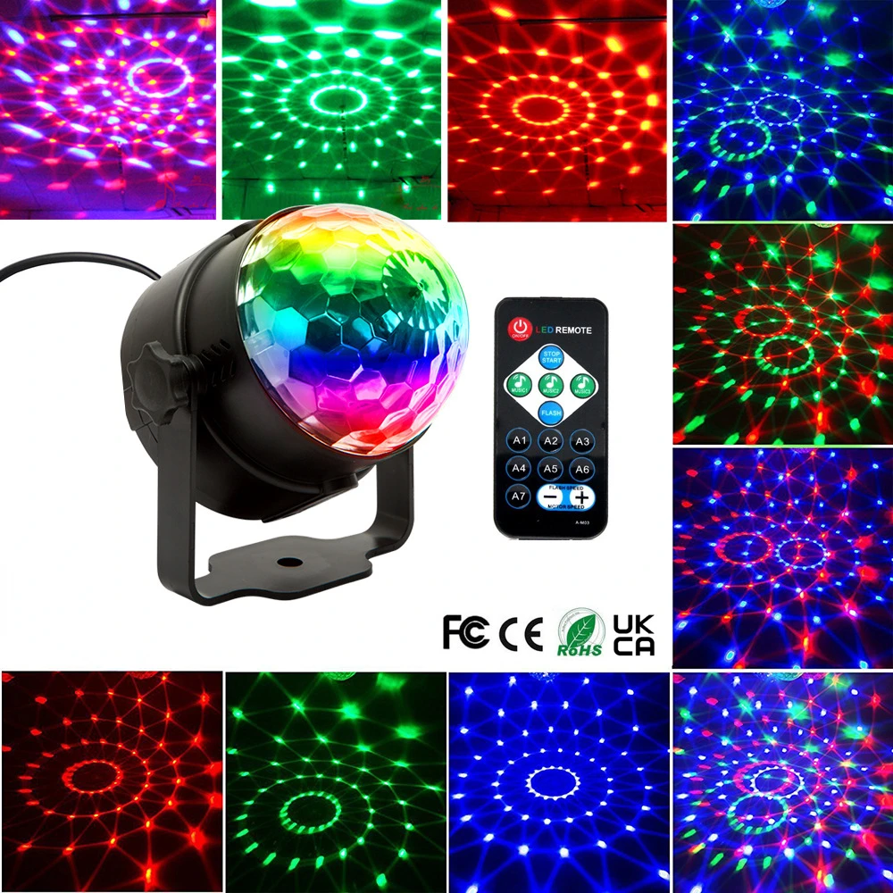 

Освещение для дискотеки, красочная лампа для лазерного проектора RGB с активацией звуком, 3 Вт