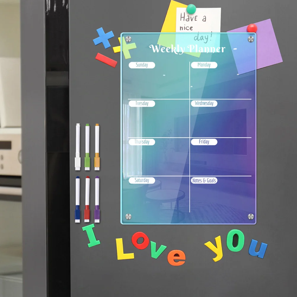 

1 Set of Dry Erase Board Fridge Magnetic Board Reusable Dry Erase Planner Board Clear Writing Board