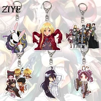 anime overlord group acrylic keychain albedo ainz ooal gown double side pendant keyring collection cosplay fans gift accessories