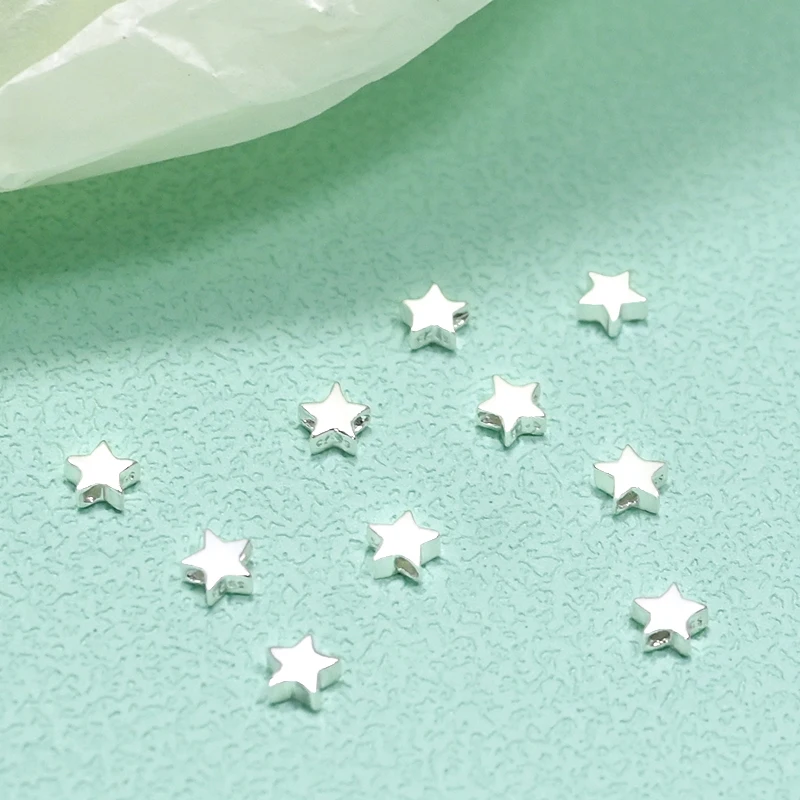 925 Sterling Silver Pentagram Beads Spacer Beads Jewelry Findings Silver Star Bead For Bracelet&Necklace Jewelry Making DIY