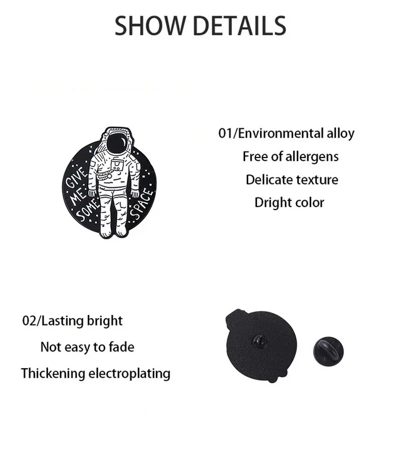 Эмалированные булавки черно-белая брошь с рисунком в сумке значок на лацкан